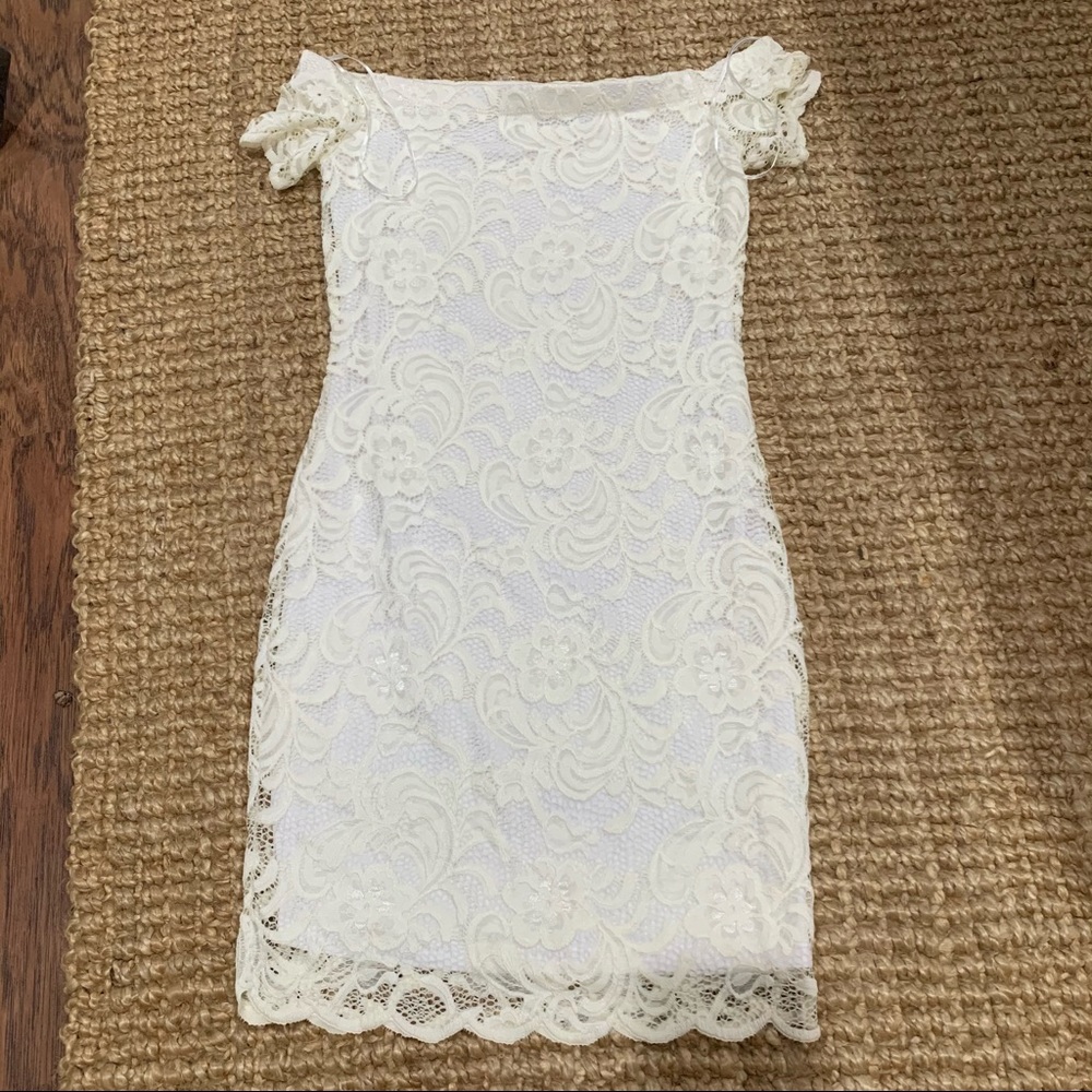 White lace mini dress